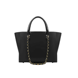 Plush Black Faux Leather Shoulder Bag