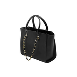 Plush Black Faux Leather Shoulder Bag