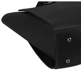 Plush Black Faux Leather Shoulder Bag